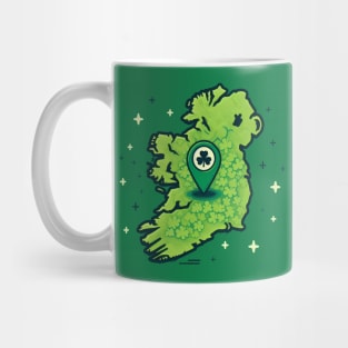 Map of Ireland with Shamrock Pinpoint Mug